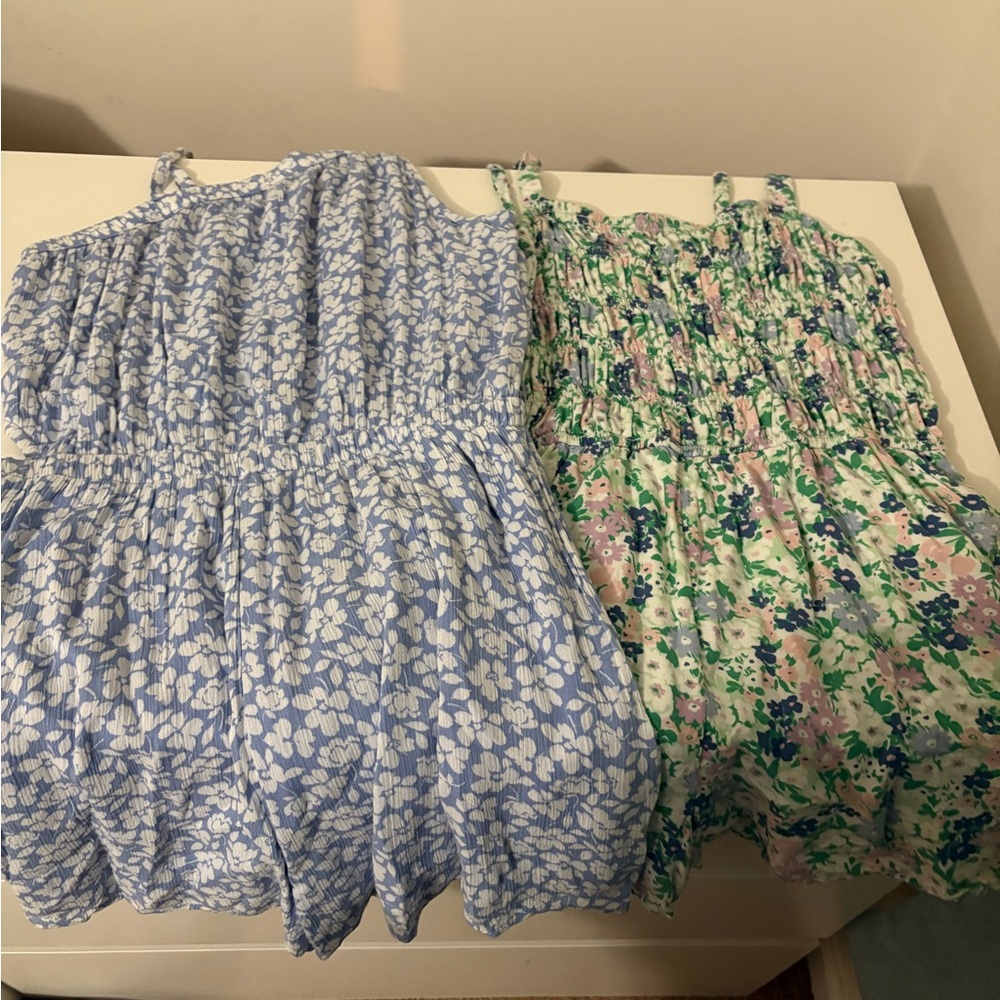 Abercrombie Kids Floral Romper Set - Blue and Green